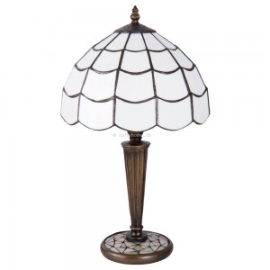 Bordlampe Tiffany lampeskærm hvide nuancer Bordlampe Tiffany lampeskærm hvide nuancer
