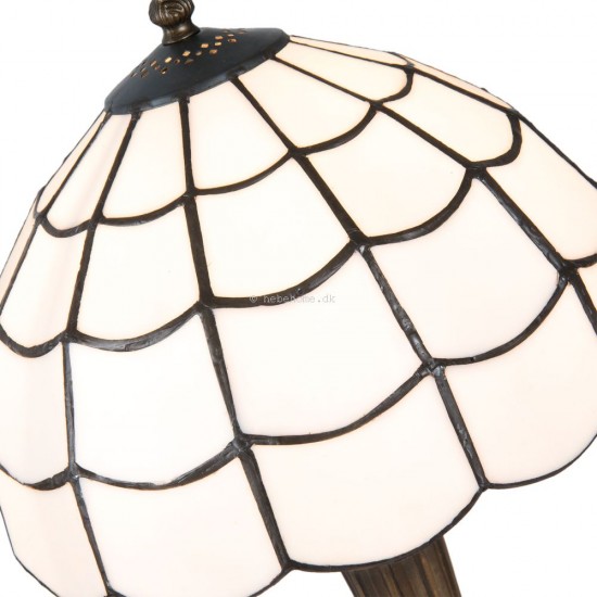Bordlampe Tiffany lampeskærm hvide nuancer