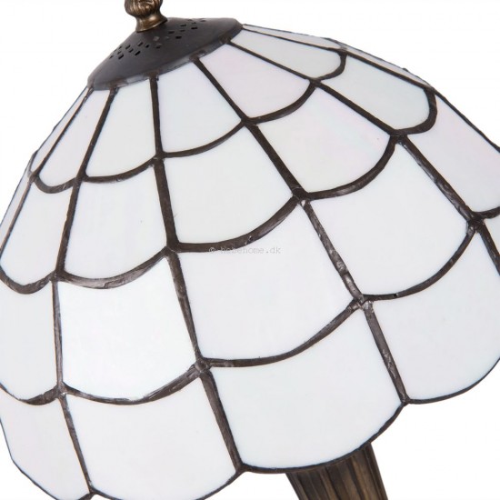Bordlampe Tiffany lampeskærm hvide nuancer