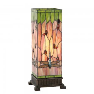 Firkantet bordlampe Tiffany skærm 45cm høj