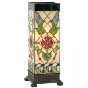 Firkantet bordlampe Tiffany skærm 45cm høj