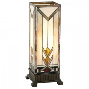 Bordlampe firkant Tiffany skærm lyse nuancer 45cm høj Bordlampe firkant Tiffany skærm lyse nuancer 45cm høj