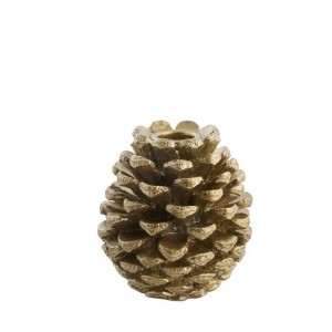 Lysestage kogle patineret guld til kronelys/bedelys 10.2cm Serafina