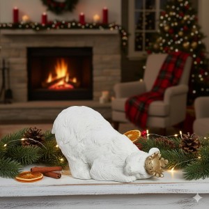 Isbjørn hvid med guld krone 19cm Lene Bjerre