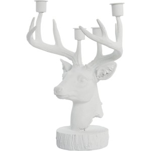 Rensdyr lysestage 31cm hvid Lene Bjerre