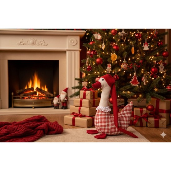 Gås rød og hvid tern 70 cm