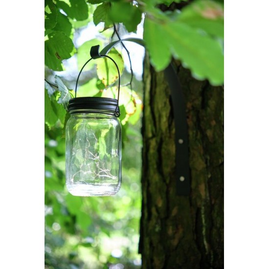 Magic LED lanterne med timer og solcellepanel sort låg