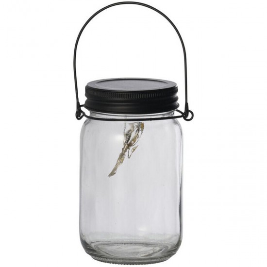 Magic LED lanterne med timer og solcellepanel sort låg