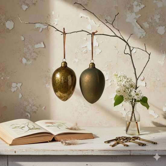 Påskehæng Glas Æg Antique