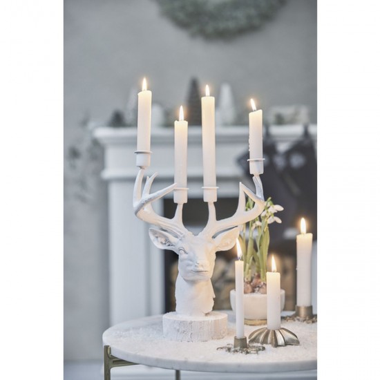 Rensdyr lysestage 31cm hvid Lene Bjerre