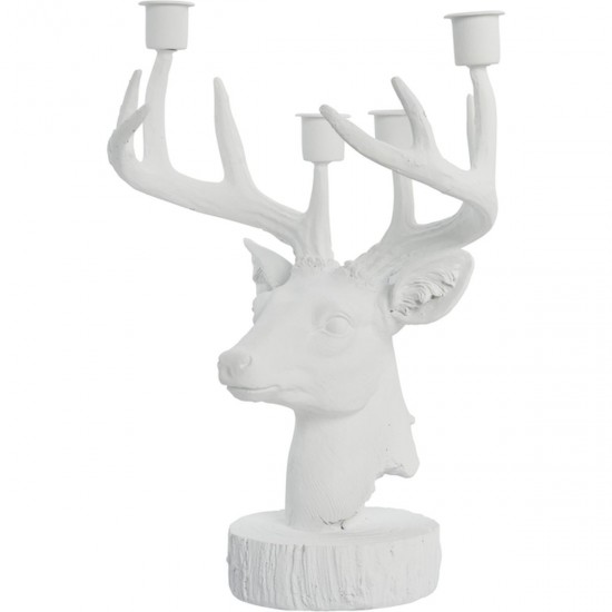 Rensdyr lysestage 31cm hvid Lene Bjerre