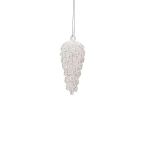 Julekugle grankogle hvid glitter 10cm Julekugle grankogle hvid glitter 10cm