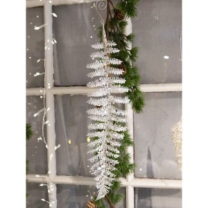 Deko blad sølv glitter 35cm Deko blad sølv glitter 35cm