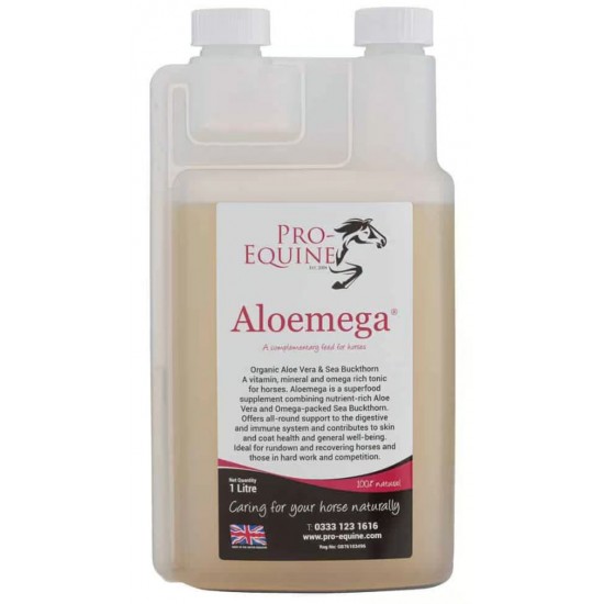 Aloemega 1 liter - næringsrig og Omega-pakket tonic til din hest Aloemega 1 liter - næringsrig og Omega-pakket tonic til din hest