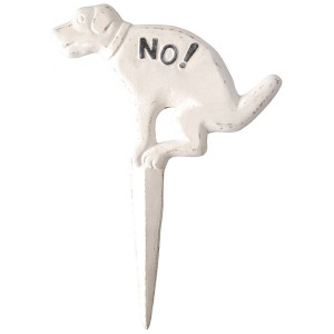 Nej til Hunde høm-høm Skilt Hvid metal H32cm Nej til Hunde høm-høm Skilt Hvid metal H32cm