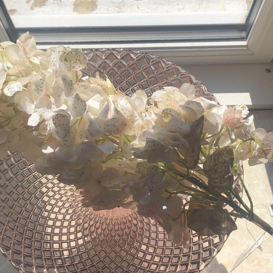 Kæmpe Hortensia cream - guld glitter 85 cm