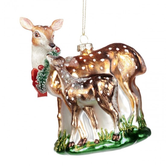 Årets Eksklusive Glaskugle Bambi familie 13 cm