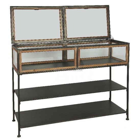 Konsolbord m/2 glasdisplay og 2 hylder Konsolbord m/2 glasdisplay og 2 hylder