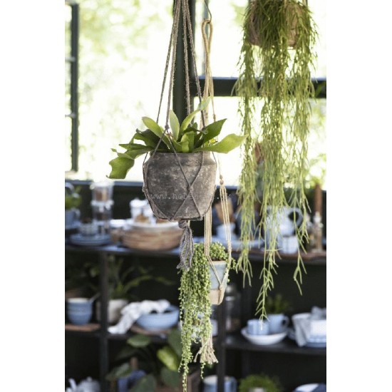 Makreme Hænger til blomster potte i tykt jute Makreme Hænger til blomster potte i tykt jute