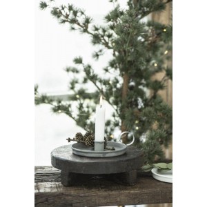 Kammerstage grå med kant til bedelys og kronelys