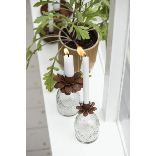 Lysholder Blomst Faded Rust - kertelys