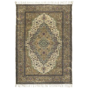Gulvtæppe brune/beige/blå/bordeaux farver håndvævet Gulvtæppe brune/beige/blå/bordeaux farver håndvævet