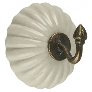 Knage enkelt med keramik creme - beige Ø5cm Knage enkelt med keramik creme - beige Ø5cm