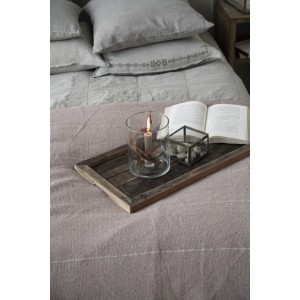 Sengetæppe malva med creme striber 240x240cm