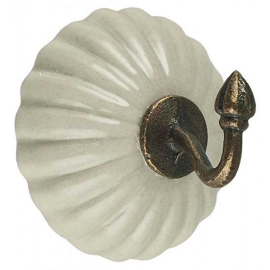 Knage enkelt med keramik creme - beige Ø5cm Knage enkelt med keramik creme - beige Ø5cm