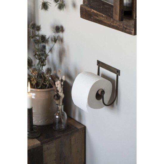 Toiletpapirholder med trærulle H14cm