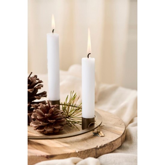 Adventsstage til 4 x 2,2 cm lys rund patineret messing
