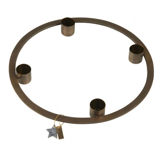 Adventsstage til 4 x 2,2 cm lys rund patineret messing