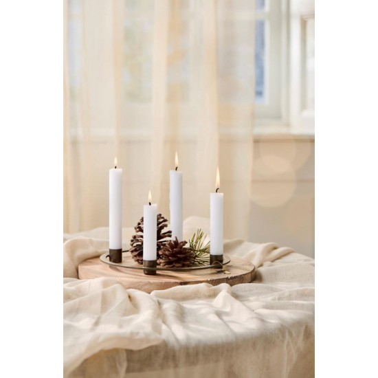 Adventsstage til 4 x 2,2 cm lys rund patineret messing