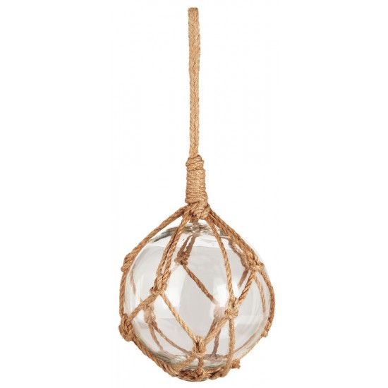 Glaskugle med reb omkring klart glas Ø12cm fiskekugler Nautico