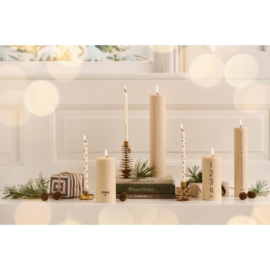 Kertelys med brune hjerter stearin Ø:1,3 H:20 svanemærket