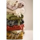 Plaid sandfarvet melange med off white frynser