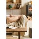 Plaid sandfarvet melange med off white frynser