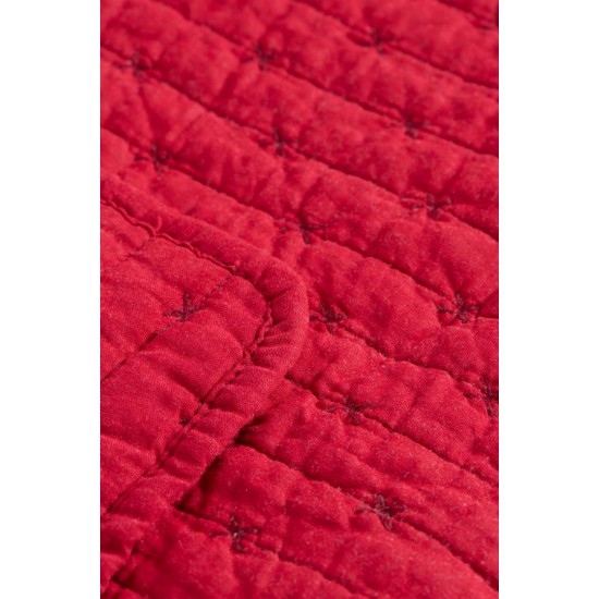 Quilt rød med korssting 130x180cm