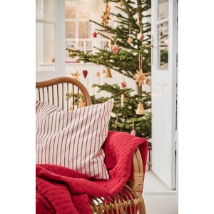 Pudebetræk 50x50cm natur med røde indvævede striber Pudebetræk 50x50cm natur med røde indvævede striber