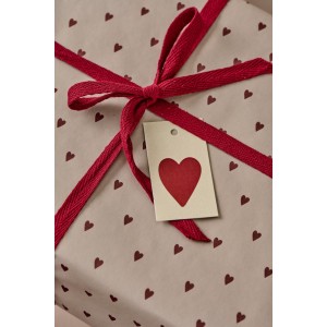 Gavepapir røde hjerter 5 meter rulle