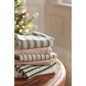 Viskestykke Eske natur med mørkegrønne striber på tværs