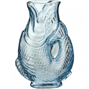 Fiskevase lyseblåt glas 24cm