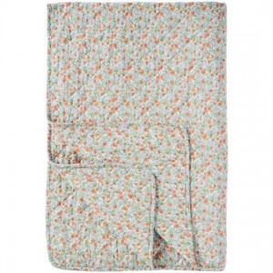 Quilt med lyseblå og rust blomster