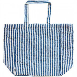 Taske quiltet med off white og blå striber