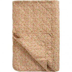 Quilt med røde, grønne og orange blomsterranker