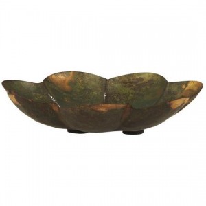 Stage til bloklys Ø:4 cm blomsterformet grøn patina