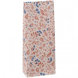 Klodsbundspose blomstermotiv i blå og teglfarver 100 stk