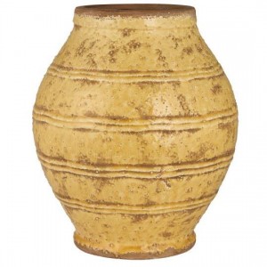 Gulv Krukke med riller gul rustik 29cm