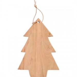 Skærebræt med lædersnor juletræ akacietræ