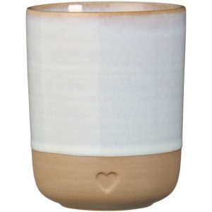 Krus u/hank Heart mat brunt ler med hvid kant 190 ml